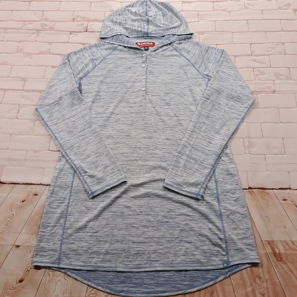 Simms Fishing Products Hoodie Dress Womens XL Long Light Blue Outdoor